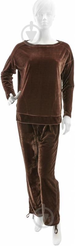 Пижама женская кофта + брюки р. S коричневый ATUD053005 - фото 1