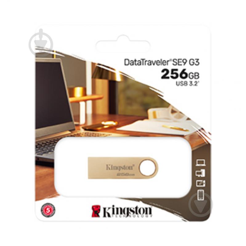 Флеш-память USB Kingston DataTraveller 256 ГБ USB 3.2 gold (DTSE9G3/256GB) - фото 3