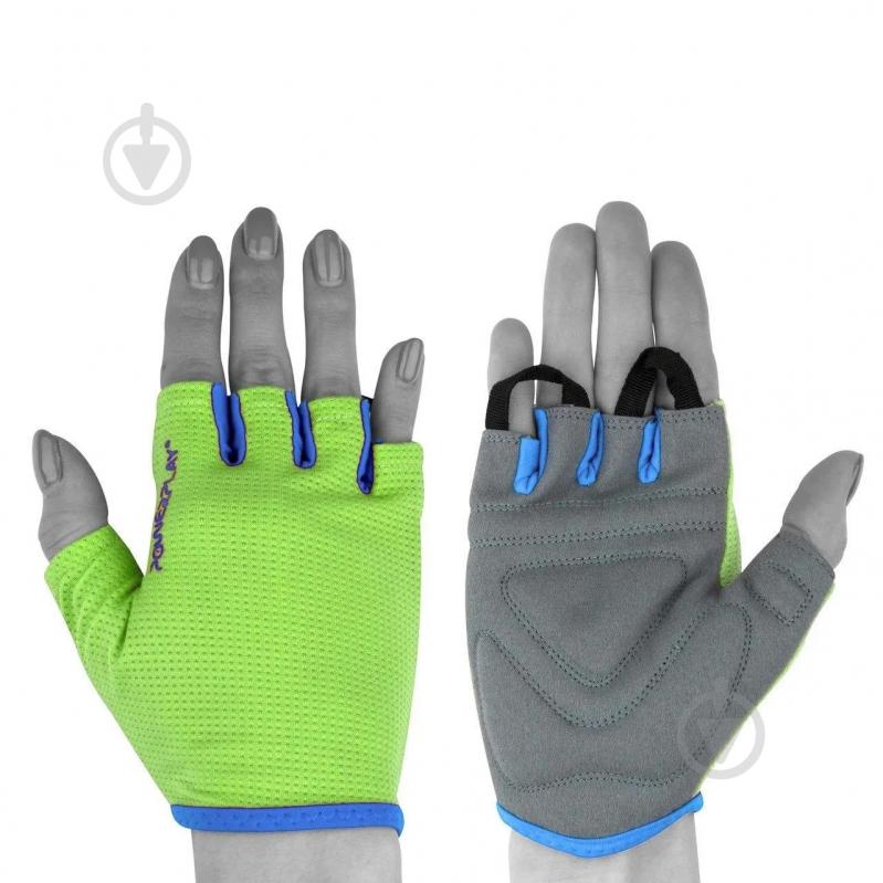 Перчатки для фитнеса PowerPlay PP_03-418 р. M серо-зеленый - фото 4