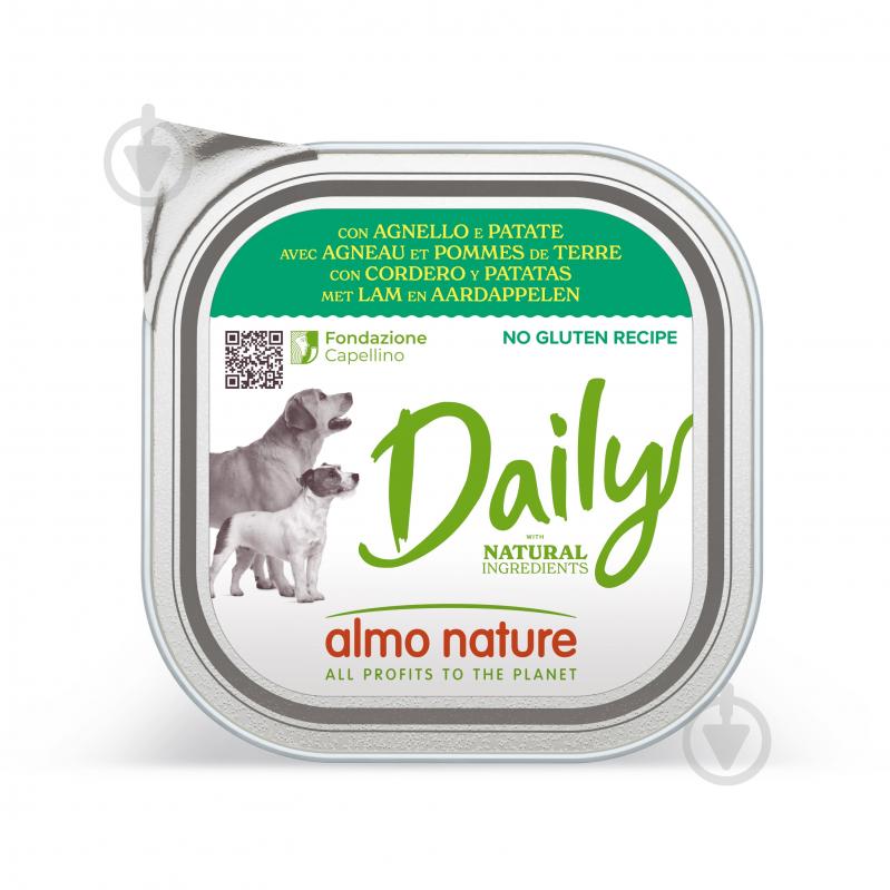 Паштет консервований для усіх порід Almo Nature Daily Dog з ягням 300 г - фото 1