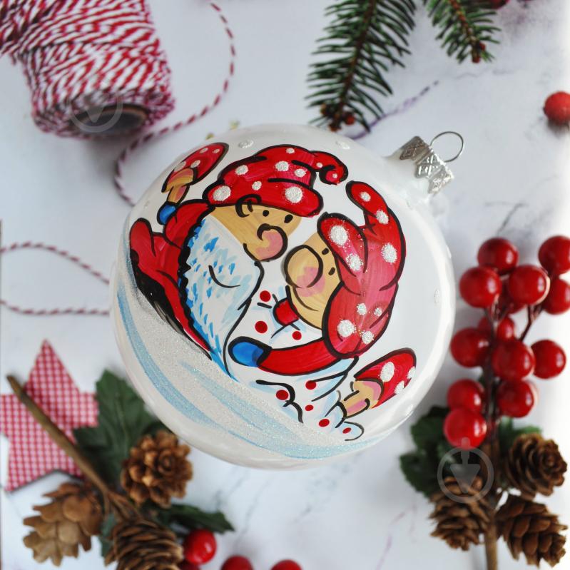 Куля ялинкова Гноми d 100 мм білий 4820001025262 - фото 2 Куля ялинкова Гноми d 100 мм білий 4820001025262 - фото 2