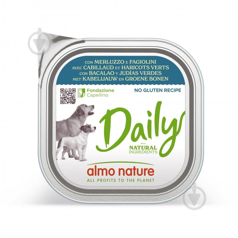 Паштет консервированный для всех пород Almo Nature Daily Dog с треской и стручковой фасолью 300 г - фото 1