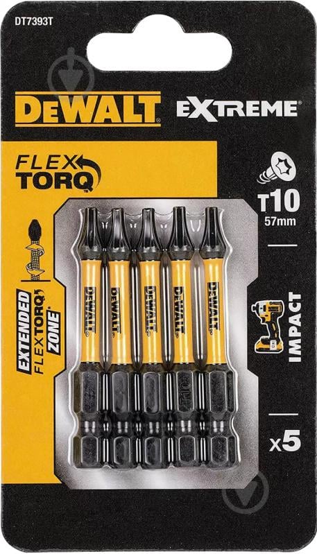 Набір біт DeWalt Impact Torsion Torx T10 L=50 мм 5 шт. DT7393T - фото 2