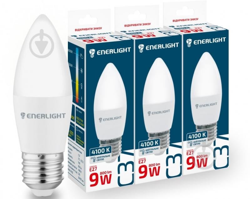 Лампа світлодіодна Enerlight 9 Вт C37 E27 220 В 4100 К C37E279SMDNFRE - фото 1 Лампа світлодіодна Enerlight 9 Вт C37 E27 220 В 4100 К C37E279SMDNFRE - фото 1