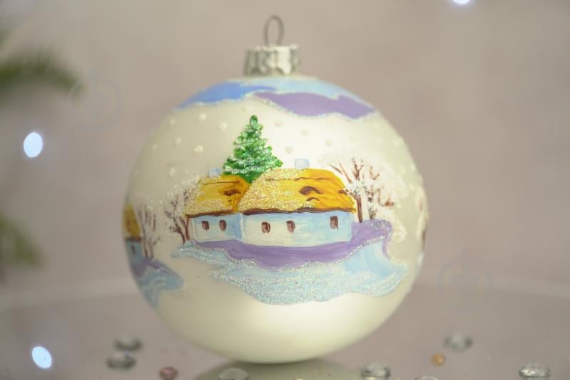 Куля ялинкова Засніжене село d 100 мм білий 4820001154962 - фото 1 Куля ялинкова Засніжене село d 100 мм білий 4820001154962 - фото 1