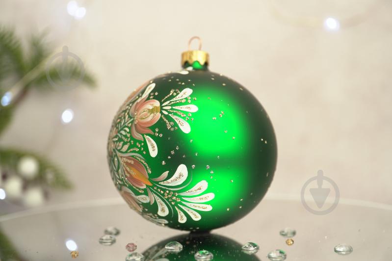 Куля ялинкова Квіткова крижинка d 100 мм зелений 4820001154337 - фото 3 Куля ялинкова Квіткова крижинка d 100 мм зелений 4820001154337 - фото 3