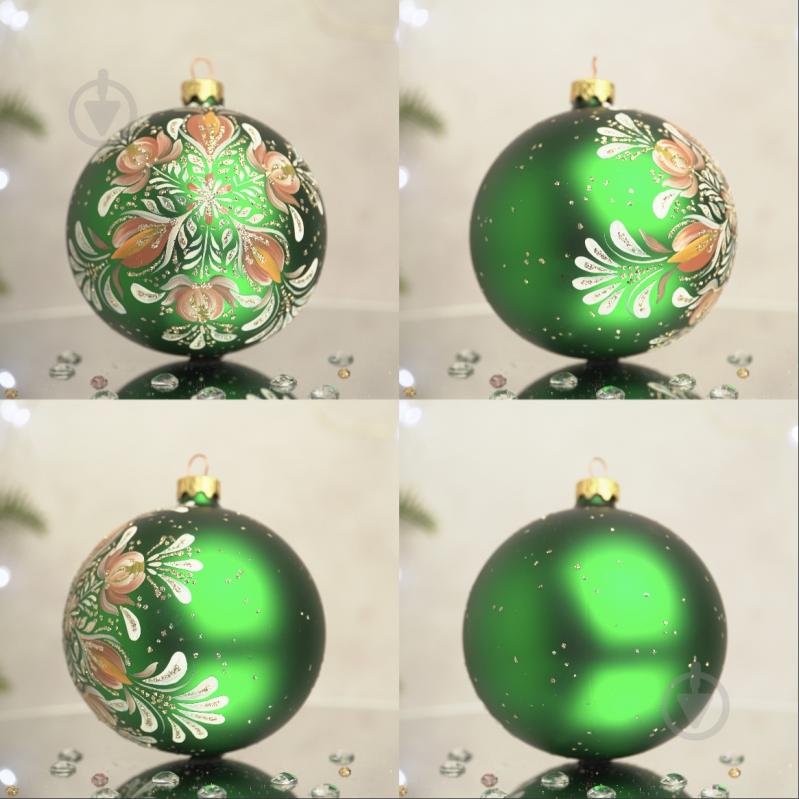 Куля ялинкова Квіткова крижинка d 100 мм зелений 4820001154337 - фото 5 Куля ялинкова Квіткова крижинка d 100 мм зелений 4820001154337 - фото 5