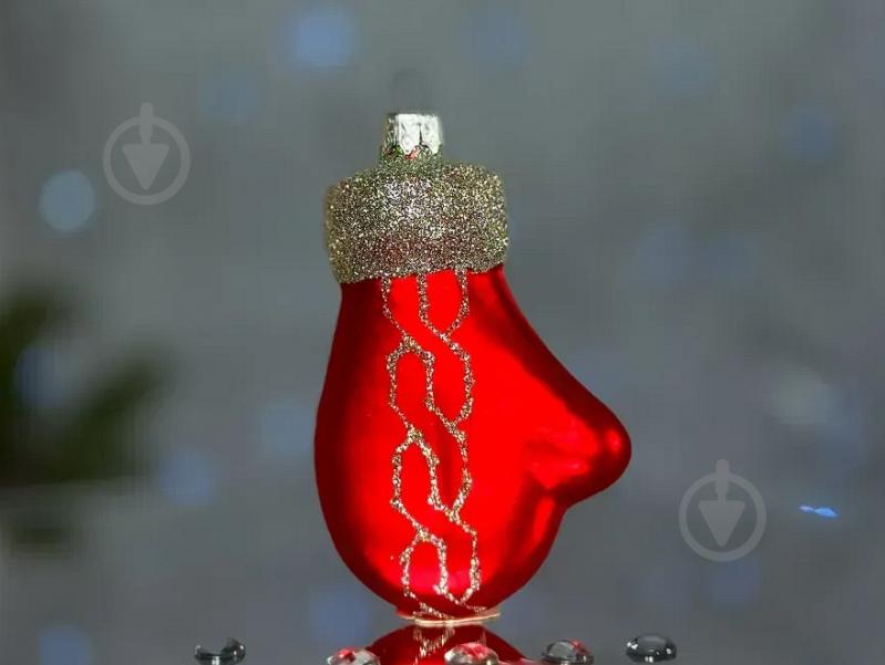 Іграшка на ялинку Рукавичка 9 см червоний - фото 1 Іграшка на ялинку Рукавичка 9 см червоний - фото 1