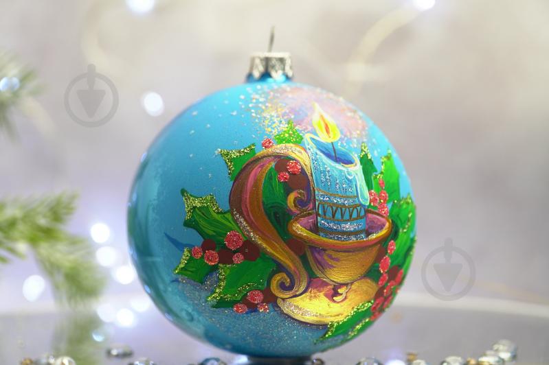 Куля ялинкова Свічка d 100 мм блакитний 4820001106909 - фото 2 Куля ялинкова Свічка d 100 мм блакитний 4820001106909 - фото 2