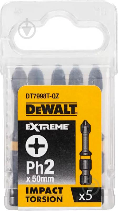 Набор бит DeWalt Impact Torsion Extreme Philips Ph2 L=50 мм 5 шт. DT7998T - фото 2