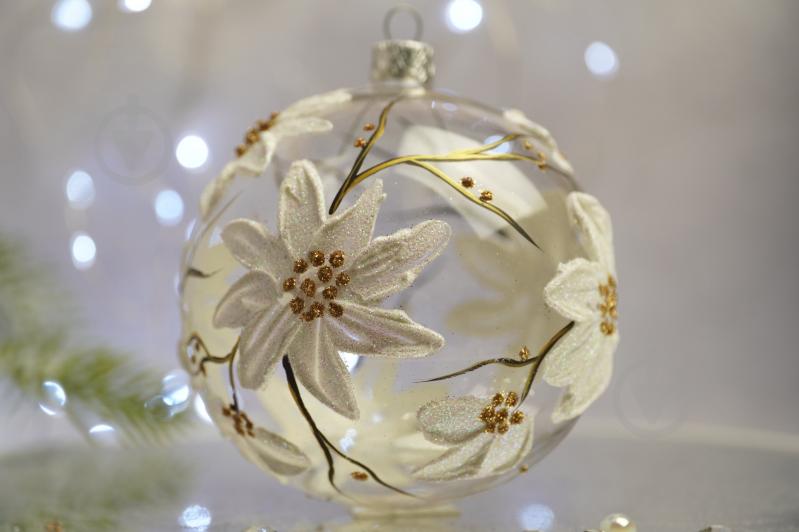 Куля ялинкова Магнолія біла d 100 мм прозорий 4820001112443 - фото 1