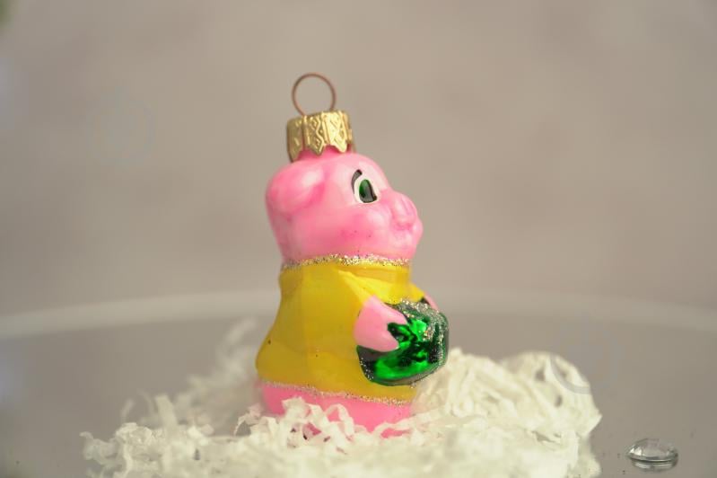 Іграшка на ялинку Новорічна свинка 7 см рожевий - фото 2 Іграшка на ялинку Новорічна свинка 7 см рожевий - фото 2