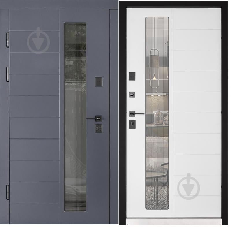 Дверь входная Abwehr MG3 (529+529)(Vв)(ВСМс)(СПЗ)096Л(7016n)+(Б) NEW RAL 7016 / белая текстура 2050x960 мм левая - фото 1