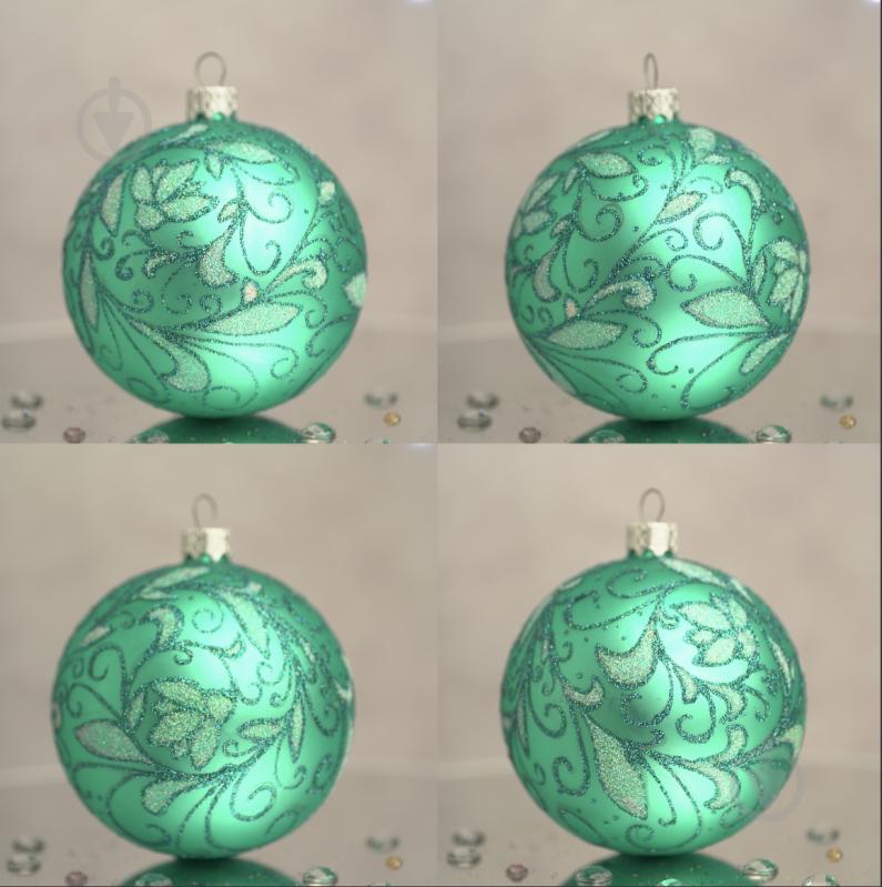 Шар елочный Зимний узор d 85 мм бирюзовый 4820001154474 - фото 10