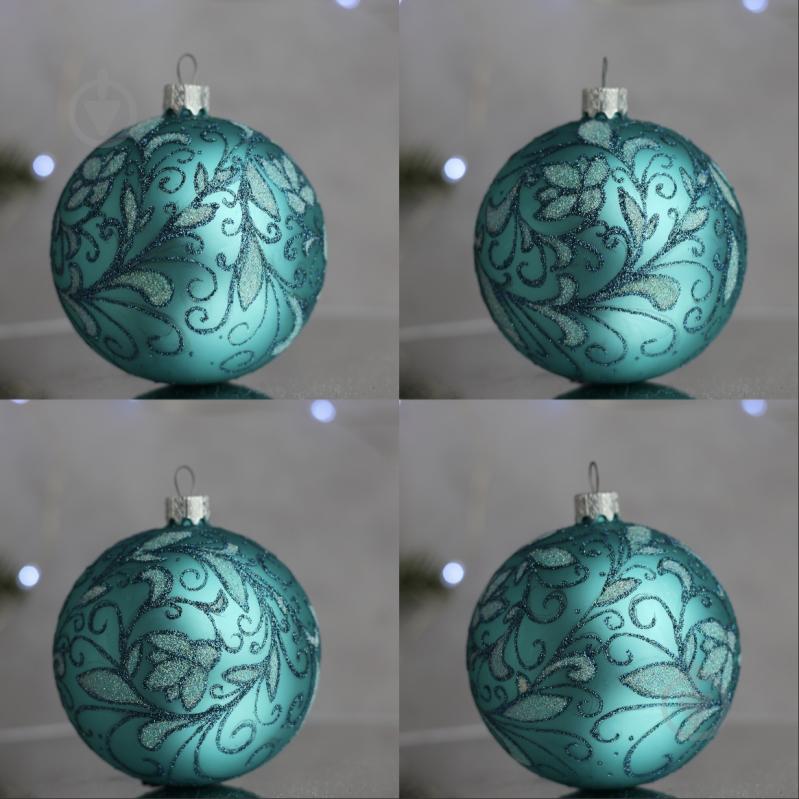 Шар елочный Зимний узор d 85 мм бирюзовый 4820001154474 - фото 11