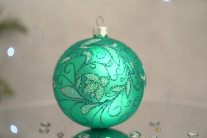 Шар елочный Зимний узор d 85 мм бирюзовый 4820001154474 - фото 3