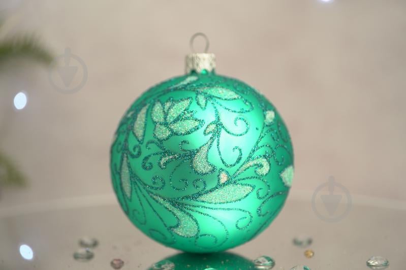 Шар елочный Зимний узор d 85 мм бирюзовый 4820001154474 - фото 7