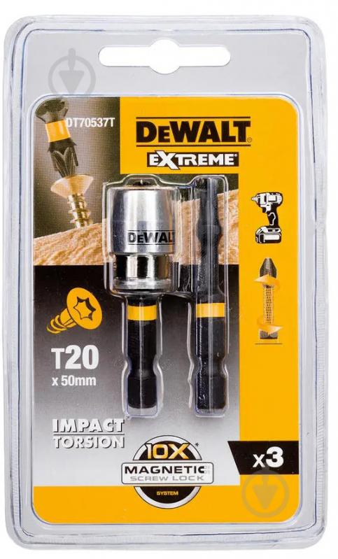 Набор насадок DeWalt Impact Torsion 3 шт. DT70537T - фото 1