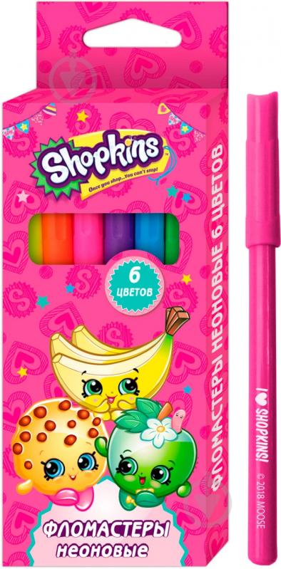 Фломастеры Shopkins неон 6 шт. 120296 Перо - фото 1