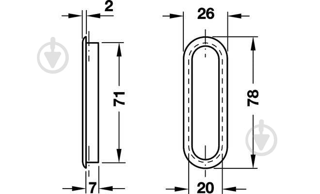 Мебельная ручка врезная Hafele 26x78 мм 158.03.639 черный - фото 2