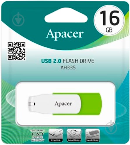 Флеш-пам'ять USB Apacer AH335 16 ГБ USB 2.0 green/white (AP16GAH335G-1) - фото 4