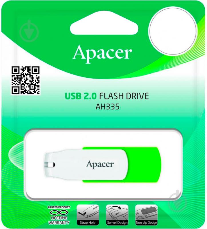 Флеш-память USB Apacer AH335 8 ГБ USB 2.0 green/white (AP8GAH335G-1) - фото 4