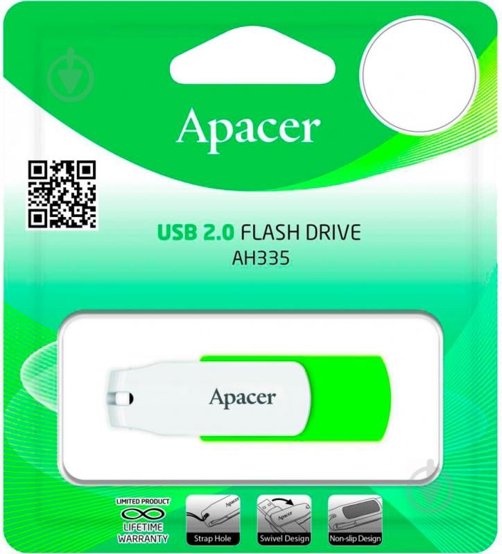 Флеш-пам'ять USB Apacer AH335 32 ГБ USB 2.0 green/white (AP32GAH335G-1) - фото 4