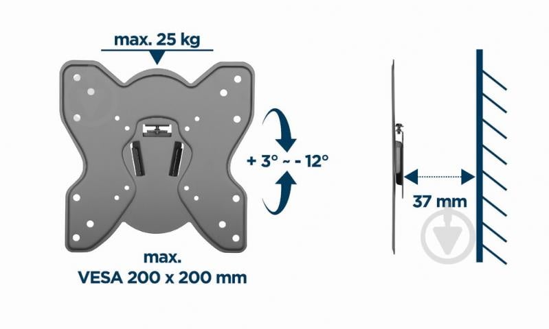 Кронштейн настінний Gembird похилі 23"-42" - фото 6