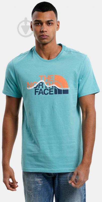 Футболка THE NORTH FACE M S/S MOUNTAIN LINE TEE NF0A7X1NITW1 р.L бирюзовый - фото 1