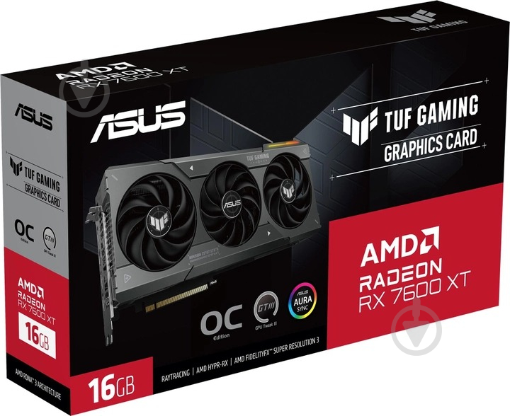 Видеокарта Asus AMD Radeon RX 7600 XT TUF OC TUF-RX7600XT-O16G-GAMING 16GB GDDR6 128bit (90YV0K20-M0NA00) - фото 15