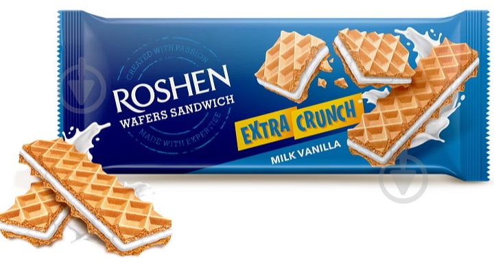 Вафлі Roshen Wafers Sandwich Crunch молоко-ваніль ККФ 142 г - фото 1