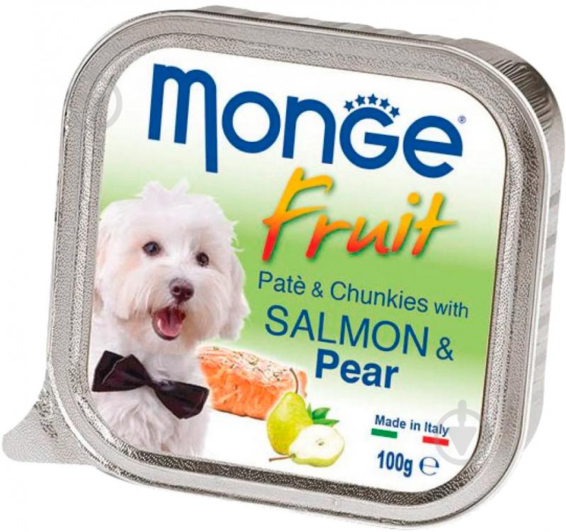 Корм вологий для усіх порід Monge FRUIT з лососем та грушею (70013246) 100 г - фото 1