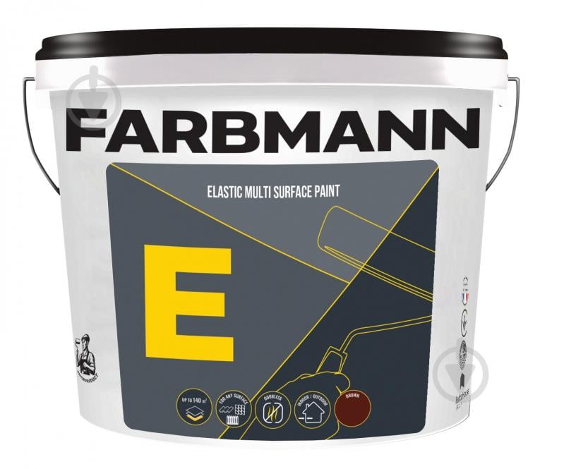 Краска резиновая Farbmann E Elastic Multi Surface Paint мат коричневый 5 л 6,1 кг - фото 1