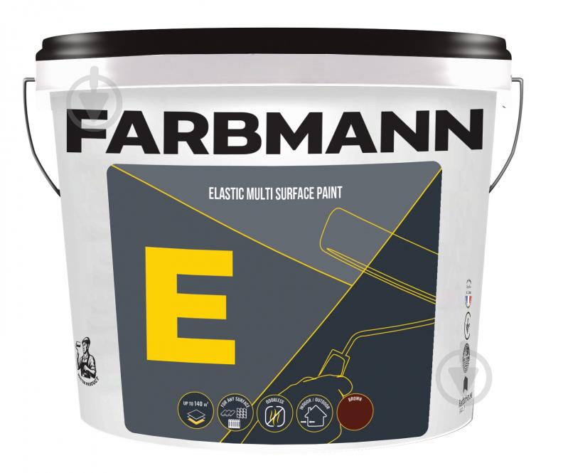 Краска резиновая Farbmann E Elastic Multi Surface Paint мат коричневый 14 л 17,2 кг - фото 1