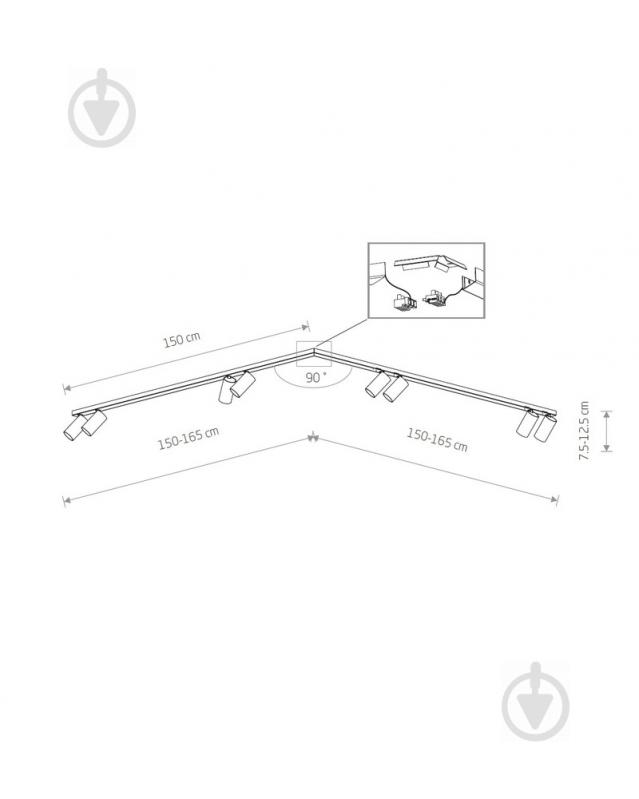 Спот Nowodvorski Mono Corner 8x10 Вт GU10 чорний 7721 - фото 2