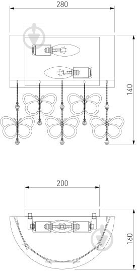 Бра Strotskis Papillon 2x40 Вт E14 хром/черный 287/2 - фото 4