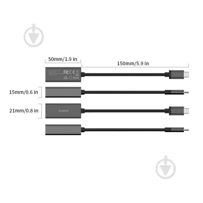 Адаптер Orico USB Type-C Ethernet XC-R45-V1-BK-BP - фото 4