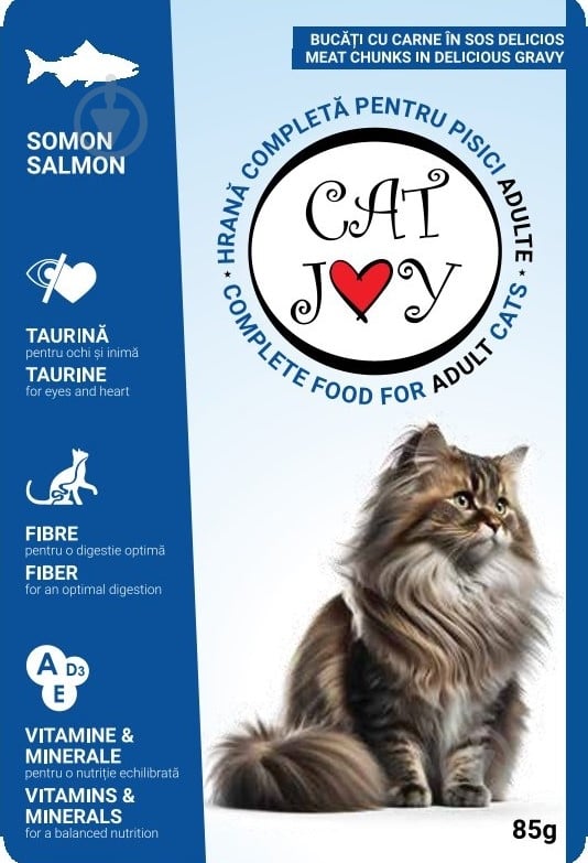 Консерва для котов Cat Joy з лососем 85 г - фото 1 Консерва для котов Cat Joy з лососем 85 г - фото 1