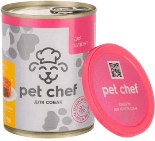 Паштет консервований для цуценят для усіх порід Pet Chef м’ясний з куркою 360 г - фото 2