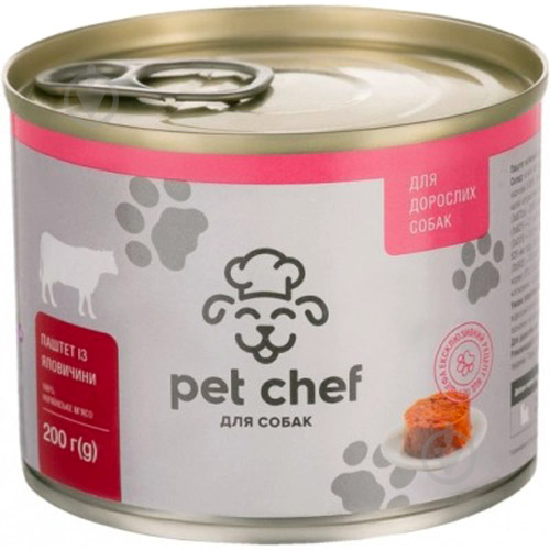 Паштет консервированный для собак для всех пород Pet Chef с говядиной 200 г - фото 1