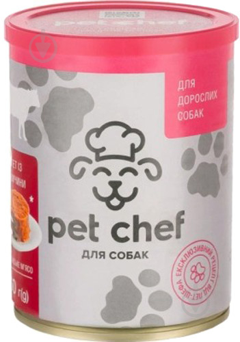 Паштет консервированный для собак для всех пород Pet Chef мясной с говядиной 360 г - фото 1