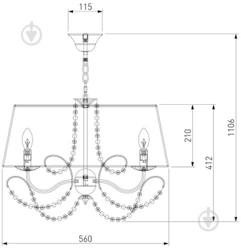 Люстра подвесная Strotskis Gloria 5x40 Вт E14 хром/серебро 10068/5 - фото 5