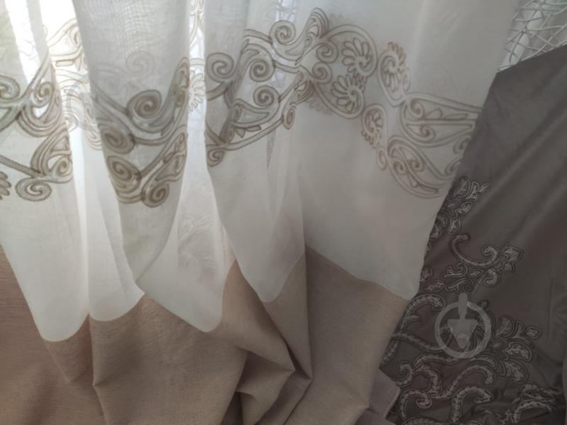 Тюль Барселона з вишивкою на льоні 600x255 бежевий Декор-ін - фото 5 Тюль Барселона з вишивкою на льоні 600x255 бежевий Декор-ін - фото 5