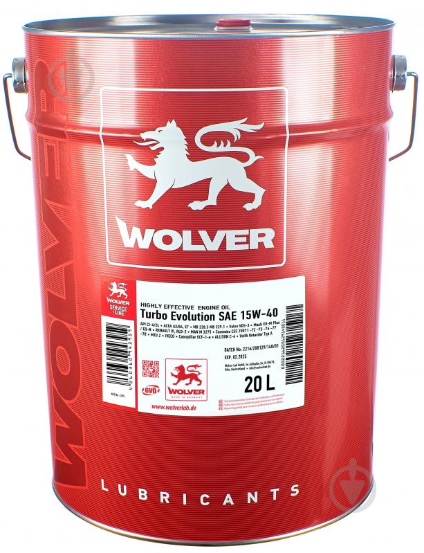 Моторное масло минеральное Wolver Turbo Evolution 15W-40 20 л - фото 1