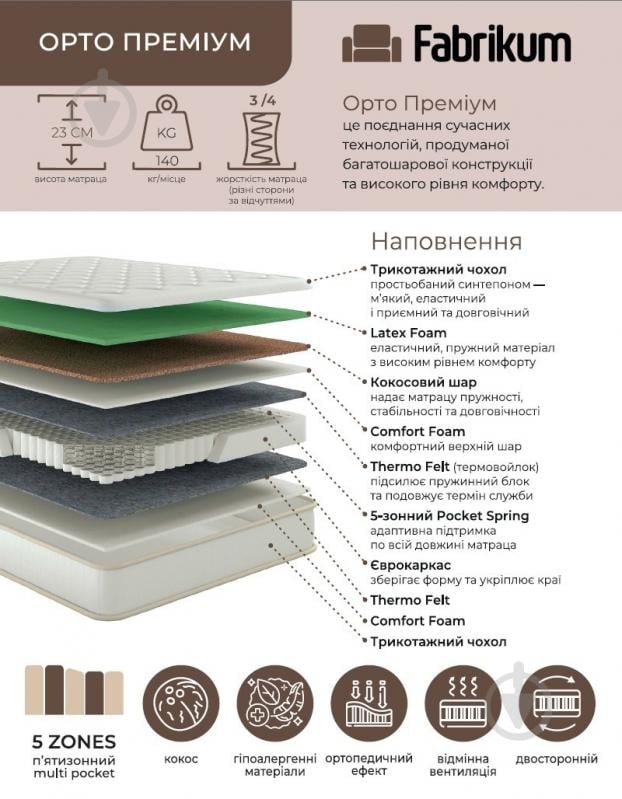 Матрац ортопедичний Орто Преміум 180x200 см - фото 3 Матрац ортопедичний Орто Преміум 180x200 см - фото 3