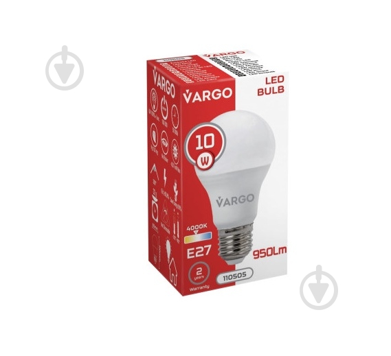 Лампа светодиодная VARGO V-110505 10 Вт A60 E27 220 В 4000 К 110505 - фото 3 Лампа светодиодная VARGO V-110505 10 Вт A60 E27 220 В 4000 К 110505 - фото 3