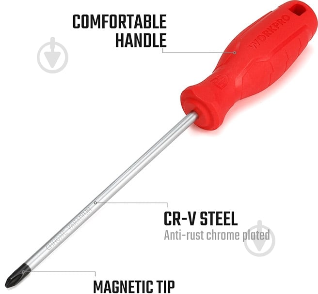 Отвертка WORKPRO PH2X150мм CR-V WP221010 - фото 2