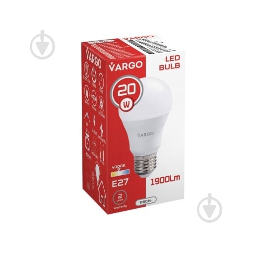 Лампа светодиодная VARGO V-116014 20 Вт A80 E27 220 В 4000 К 116014 - фото 3