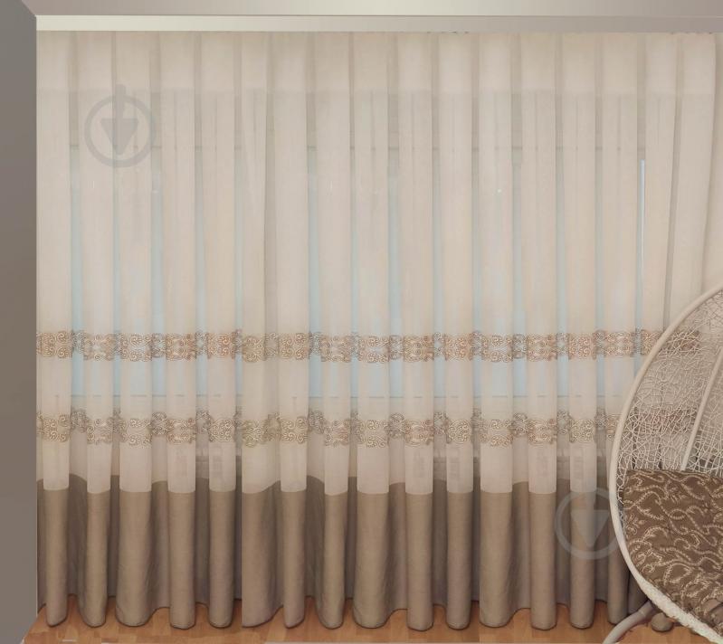 Тюль Барселона с вышивкой на льне 300x270 бежевый Декор-ін - фото 1 Тюль Барселона с вышивкой на льне 300x270 бежевый Декор-ін - фото 1