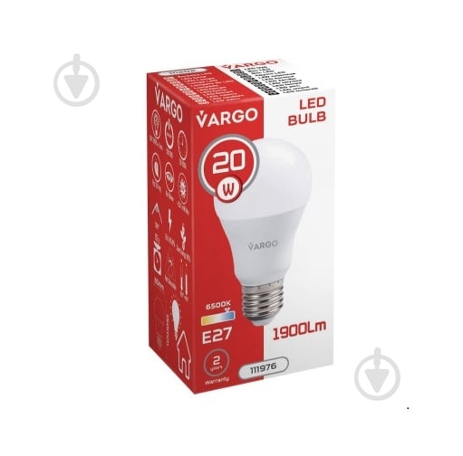 Лампа світлодіодна VARGO V-111976 20 Вт A80 E27 220 В 6500 К 111976 - фото 3